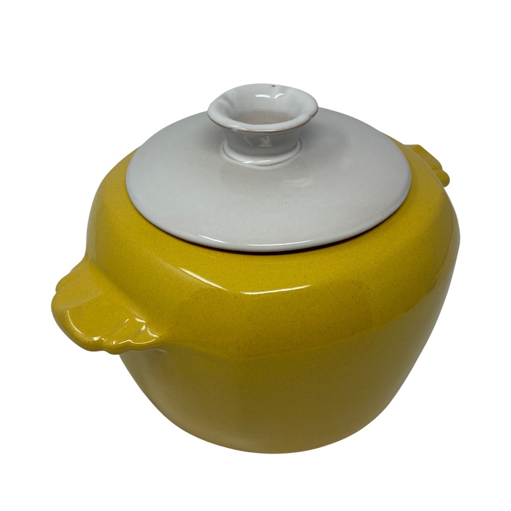 Vintage Frankoma Autumn Yellow Bean Pot Casserole Dish Lid Mid Century Kitchen